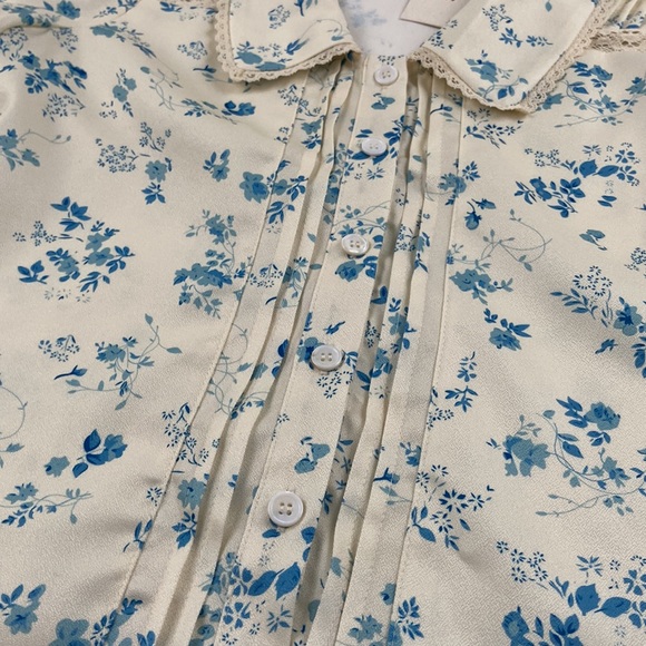 NWT Rihoas The Lace Spliced Pleated Floral Shirt size Small - Picture 6 of 11